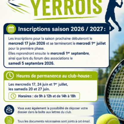 Inscriptions saison 2026/2027